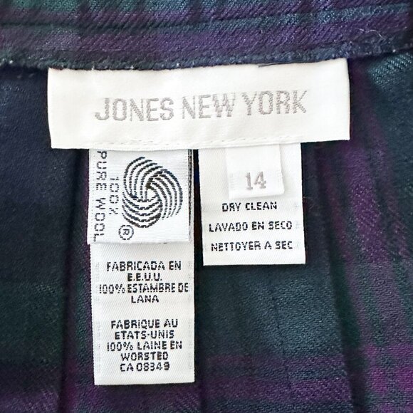 VTG Jones New York Tartan Wool Wrap Skirt 14 Tartan Plaid Pleated Fringe VINTAGE - Picture 7 of 11